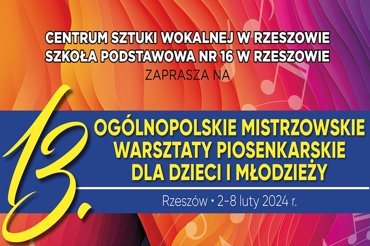 XIII Ogólnopolskie Mistrzowskie Warsztaty Wokalne Dla Dzieci i Młodzieży CSW Rzeszów 5/8 luty 2024